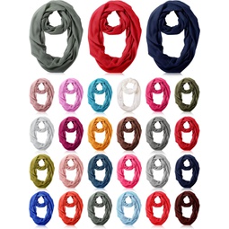 Handepo 24 Pcs Women Soft Lightweight Infinity Scarf Wrap Stretchy Jersey Knit Solid Color Circle Loop Scarf for Women Girls, 24 Colors