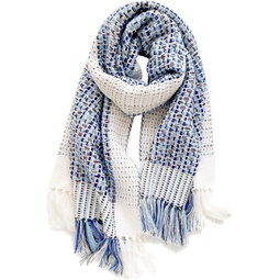 LumiSyne Womens Winter Warm Scarf Knit Stylish Braided Scarf Blue Gradient Lines Fashion Scarves Long Shawl Thick Wrap