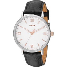 Timex Mens TW2T34700 Southview 41mm Black/White/Rose Gold Leather Strap Watch