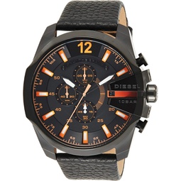 Diesel Only The Brave Chronograph Black Orange Leather Male Watchs Watch DZ4291
