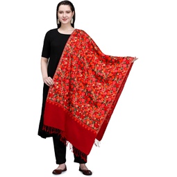 Kashmiri Embroidery Indian Shawl Stole Scarf Wrap for Wedding Parties Bridesmaid Prom (Red, 28 inch x 80 inch) by Zamour