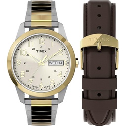 Timex Mens South Street Sport 36mm Watch - Two-Tone Expansion Band Gold-Tone Dial Two-Tone Case