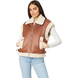 Womens Blank NYC Sherpa and Leather Oversized Vest