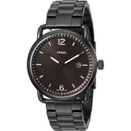 Fossil Mens FS5277 The Commuter Three-Hand Date Black Stainless Steel Watch