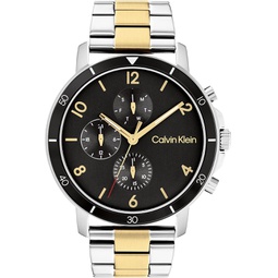Calvin Klein Mens Multifunction Two Tone Stainless Steel and Link Bracelet Watch, Color: Two Tone (Model: 25200070)