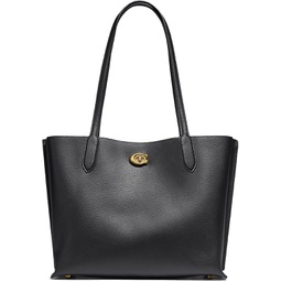 Coach Polished Pebble Leather Willow Tote, Black, One Size