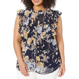 Womens LAUREN Ralph Lauren Plus Size Floral Georgette Sleeveless Shirt