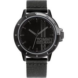 Tommy Hilfiger Jeans Mens Quartz Brass & Aluminum and Nylon #Tide Ocean Bound Strap Watch, Color: Black (Model: 1791923)