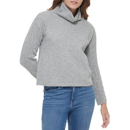 Calvin Klein Cowl Neck with Cable Sleeve