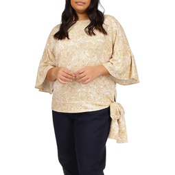 MICHAEL Michael Kors Plus Size Batik Paisley Flounce Sleeve T-Shirt