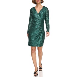 DKNY Sequin Side Ruched Dress