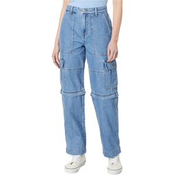 Womens Madewell Baggy Straight Cargo Jeans in Thetford Wash: Zip-Off Edition