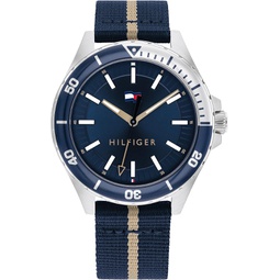 Tommy Hilfiger Mens Stainless Steel & Multicolor Aluminum Case and Recycled #Tide Ocean Plastic Textile Strap Watch, Color: Blue (Model: 1792011)