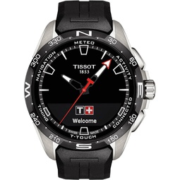 Tissot Unisex T-Touch Connect Solar Antimagnetic Titanium Case Swiss Tactile Quartz Watch with Rubber Strap, Black, 23 (Model: T1214204705100)