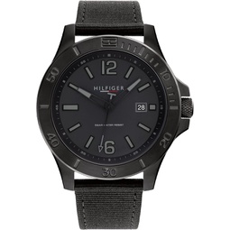 Tommy Hilfiger Mens Quartz Stainless Steel and #Tide Ocean Recycled Plastic Nylon Strap Watch, Color: Black (Model: 1791993)