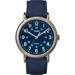 Timex Mens TWF3C8450 Weekender 40 Blue/Titanium Two-Piece Leather/Fabric Strap Watch