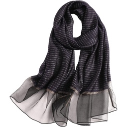 WINCESS.YU Women Silk Scarf Stripe Long Shawls and Wraps Lightweight Plaid Neck Scarf for Spring Summer and Fall