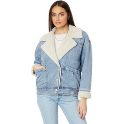 Womens Blank NYC Denim and Sherpa Oversized Jacket in Crash Course