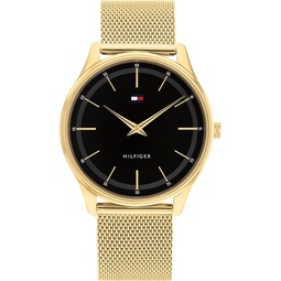 Tommy Hilfiger Mens Quartz Stainless Steel and Mesh Bracelet Watch with Hyper Slim Case, Color: Black (Model: 1710469)