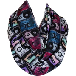 Etwoa Cassette Tapes Pattern Infinity Scarf Circle Loop Scarf