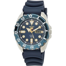 SEIKO Mens Year-Round Acciaio INOX Automatic Watch with Rubber Strap, Blue, 20 (Model: SRP605K2)