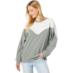 Womens Mod-o-doc Soft-As-Suede Brushed Jersey Color-Blocked Long Sleeve Crew Neck Sweatshirt
