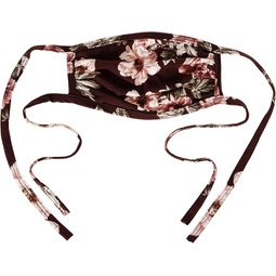 Star Vixen Washable Fashion Face Mask, Burgundy/Floral, One Size fits All