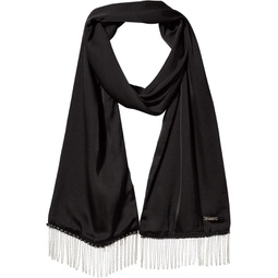 Karl Lagerfeld Paris Womens Chain Trim 100% Polyester Evening Scarf, Black, 1