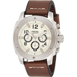 Fossil Mens FS4929 Modern Machine Stainless Steel Watch with Brown Leather Band