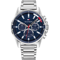 Tommy Hilfiger Mens Quartz Stainless Steel and 팔찌 Sporty Watch, Color: Silver (Model: 1791788)