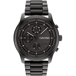 Calvin Klein MensQuartz Ionic Plated Black Steel Case and Link Bracelet Watch, Color: Black (Model: 25200209)