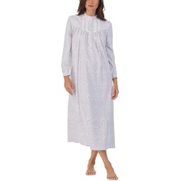 Eileen West Cotton Flannel High Neck Long Sleeve Gown