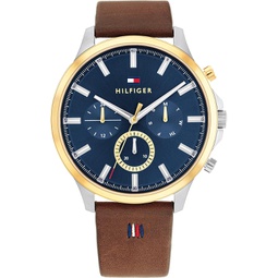 Tommy Hilfiger 1710496 Mens Stainless Steel Case and Calfskin Strap Watch Color: Brown