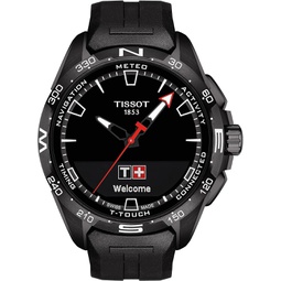 Tissot Unisex T-Touch Connect Solar Antimagnetic Titanium Case Swiss Tactile Quartz Watch with Rubber Strap, Black, 23 (Model: T1214204705103)