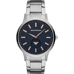 Emporio Armani Mens Quartz Watch with Stainless-Steel Strap, Silver, 22 (Model: AR11137)