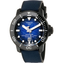 Tissot Mens Seastar 2000 Professional Powermatic 80 316L Stainless Steel case with Black PVD Coating Automatic Watch, Blue/Black, Rubber, 22 (T1206073704100)