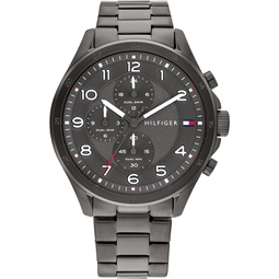 Tommy Hilfiger Mens Ionic Plated Grey Steel Case and Link Bracelet Watch, Color: Grey (Model: 1792008)