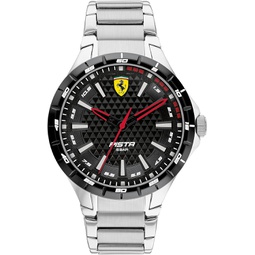 Ferrari Scuderia Pista Mens Quartz Stainless Steel and Link Bracelet Watch, Color: Silver (Model: 0830864)