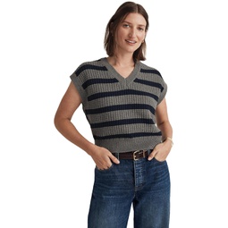 Womens Madewell Waffle-Knit Sweater Vest in Stripe