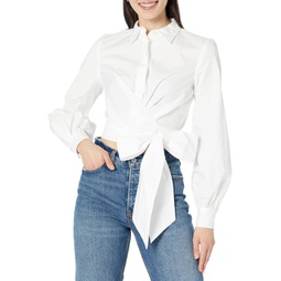 Womens LAUREN Ralph Lauren Tie-Front Broadcloth Cropped Shirt