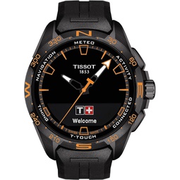 Tissot Unisex T-Touch Connect Solar Swiss Antimagnetic Titanium Case Tactile Quartz Watch with Rubber Strap, Black, 23 (Model: T1214204705104)