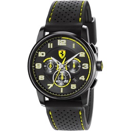 Ferrari Heritage Chronograph Black and Yellow Dial Black Silicone Mens Watch 830061