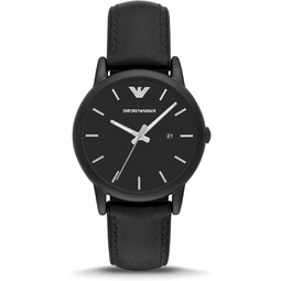Emporio Armani Mens AR1973 Dress Black Leather Quartz Watch