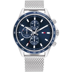 Tommy Hilfiger Mens Stainless Steel Case and Mesh Bracelet Watch, Color: Silver (Model: 1792018)