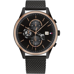 Tommy Hilfiger 1710505 Mens Stainless Steel Case and Mesh Bracelet Watch Color: Black