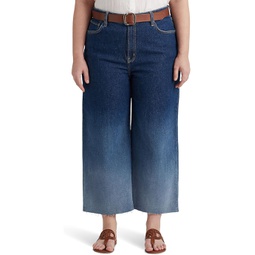 Womens LAUREN Ralph Lauren Plus Size Ombre High-Rise Wide-Leg Cropped Jeans in Ombre Canyon Wash