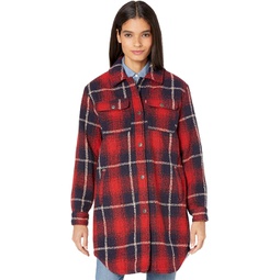 Womens Levis Oversized Wool Blend Shirt Jacket w/ Sherpa Lining