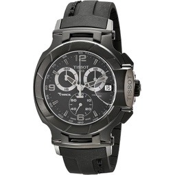Tissot Mens T0484173705700 T-Race Stainless Steel Black Watch with Rubber Strap