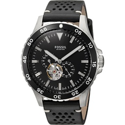 Fossil Mens ME3148 Crewmaster Sport Automatic Black Leather Watch
