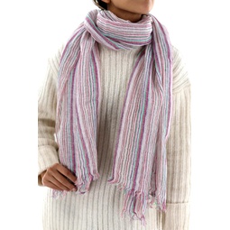 La Fiorentina 100% Linen Multi-Colored Striped Scarf: Vibrant and Versatile Fashion Accessory